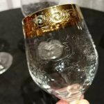 Vintage Needle Etched Gold Encrusted Rimmed Wine Glasses Italy 6" - Image 2