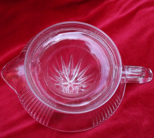 Vintage Clear Pressed Glass Juicer & Clear Pressed Glass Small Pitcher - Image 3