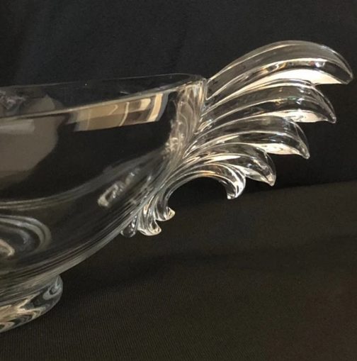 Large Antique Art Deco Art Glass Centerpiece Console Bowl Crystal Clear Glass With Winged Handles Cambridge Fostoria Hocking Glass Type - Image 2