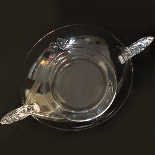 Large Antique Art Deco Art Glass Centerpiece Console Bowl Crystal Clear Glass With Winged Handles Cambridge Fostoria Hocking Glass Type - Image 4