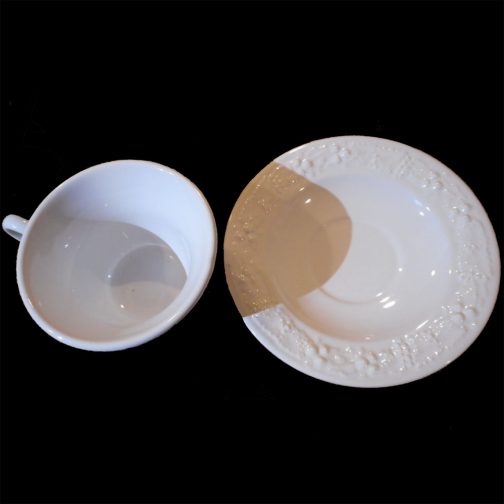 White Grapes & Leaves Embossed Cup & Saucer - Image 2