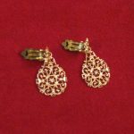 Vintage Gold Tone Filigree Teardrop Dangle Clip On Earrings - Image 3