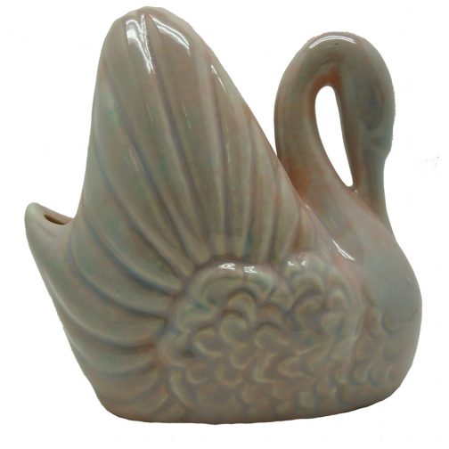 Gonder Ceramic Arts E44 USA Swan Blue and Pink Planter Mother of Pearl Lustre - Image 3